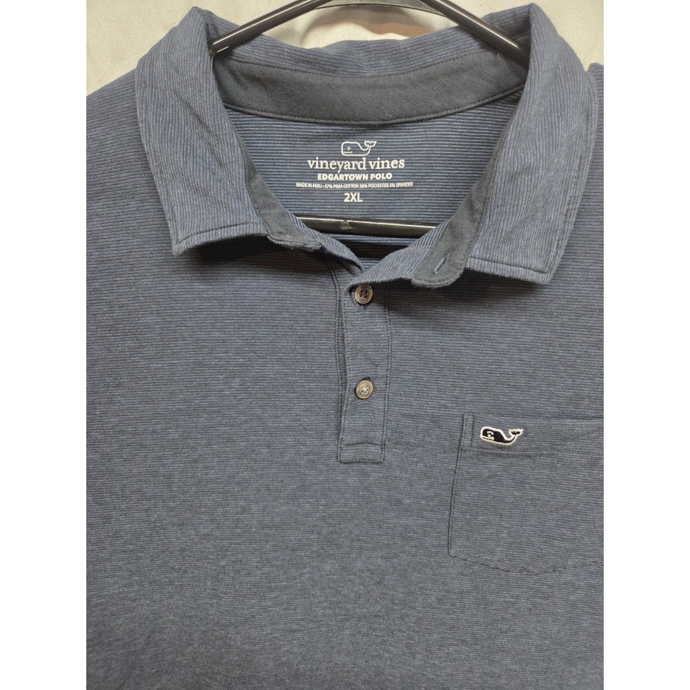 VINEYARD VINES Shirt Mens 2XL Edgartown Polo Golf Striped Pima Cotton Blend Blue